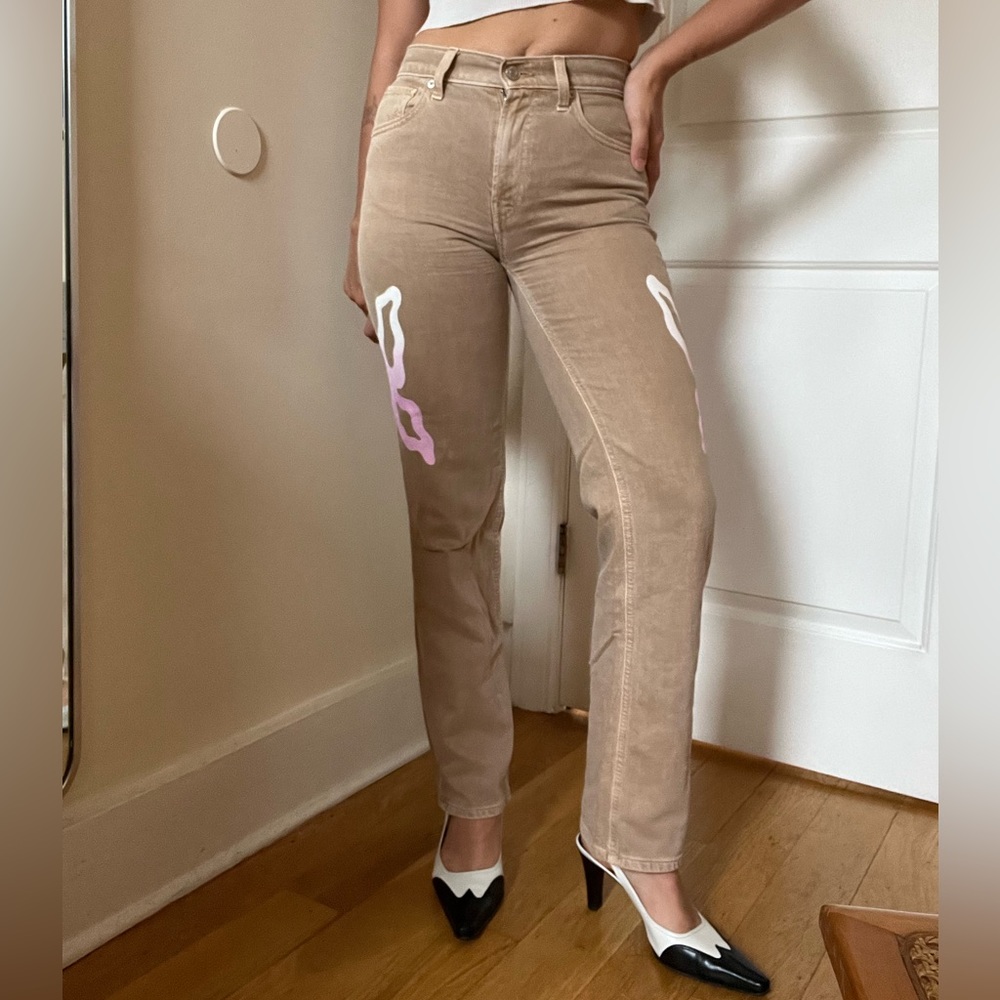 Hand Painted Gap Khaki Colored Jeans